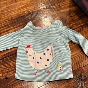 Joules Blue Striped Kids Shirt with Chicken Design